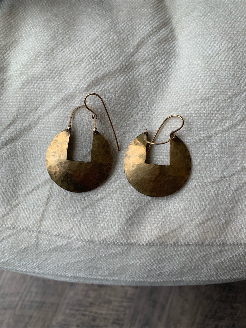 Hammered Gold-Tone Crescent Drop Earrings